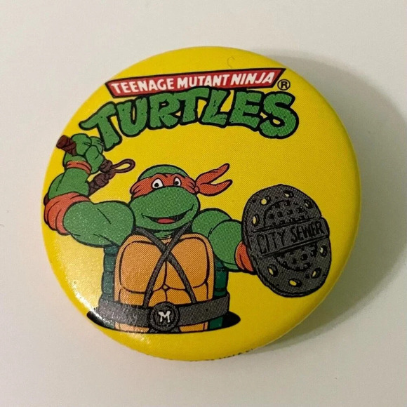 Vintage 1990 Lot of 6 TMNT Ninja Turtles Buttons 1.25 Inch - Picture 11 of 16